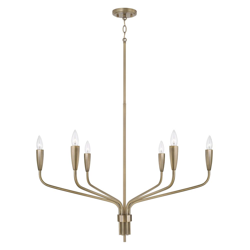 Capital Lighting - Six Light Chandelier - Palmer - Antiqued Brass- Union Lighting Luminaires Decor