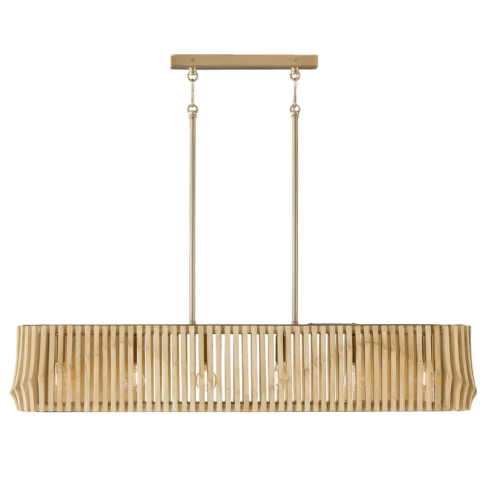 Capital Lighting - Six Light Island Pendant - Archer - Blonde Wood and Matte Brass- Union Lighting Luminaires Decor