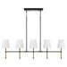 Capital Lighting - Five Light Island Pendant - Hollis - Matte Black with Hammered Gold- Union Lighting Luminaires Decor