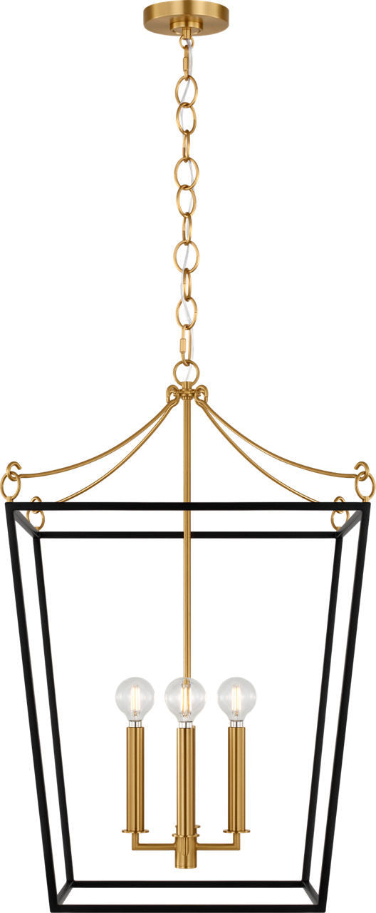 Visual Comfort Studio Canada - Four Light Lantern - Carlyle - Midnight Black | Burnished Brass- Union Lighting Luminaires Decor