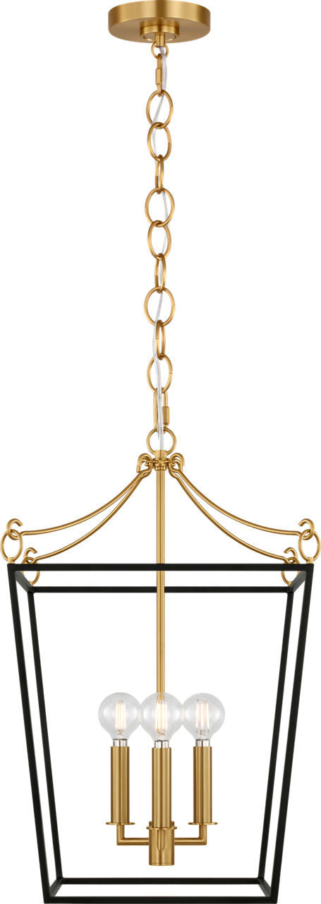 Visual Comfort Studio Canada - Three Light Lantern - Carlyle - Midnight Black | Burnished Brass- Union Lighting Luminaires Decor