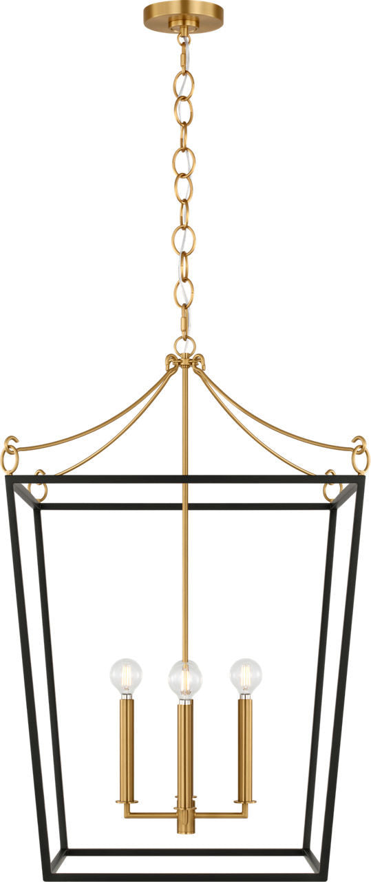 Visual Comfort Studio Canada - Four Light Lantern - Carlyle - Midnight Black | Burnished Brass- Union Lighting Luminaires Decor
