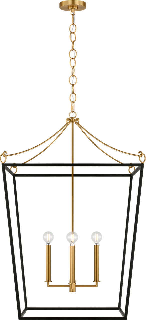 Visual Comfort Studio Canada - Four Light Lantern - Carlyle - Midnight Black | Burnished Brass- Union Lighting Luminaires Decor