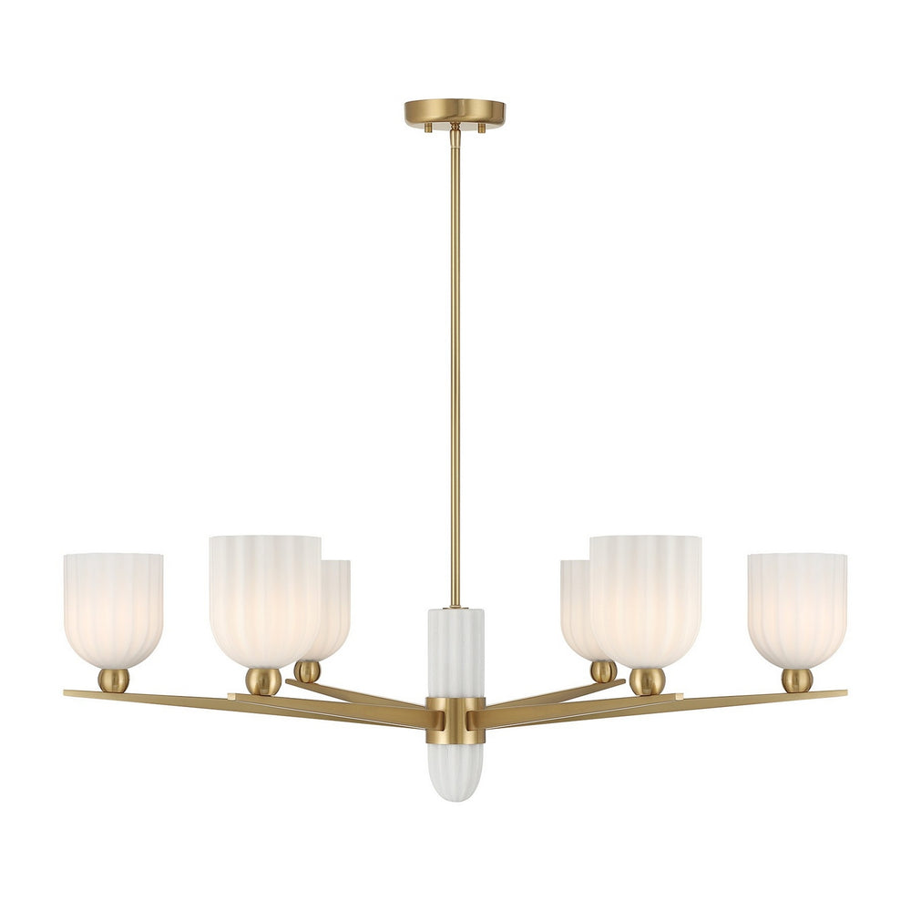 Savoy House - Six Light Chandelier - Collier - Warm Brass- Union Lighting Luminaires Decor