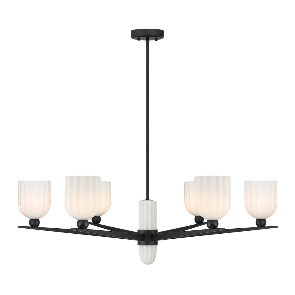Savoy House - Six Light Chandelier - Collier - Matte Black- Union Lighting Luminaires Decor