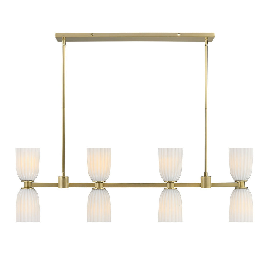 Savoy House - Eight Light Linear Chandelier - Baldwin - Noble Brass- Union Lighting Luminaires Decor