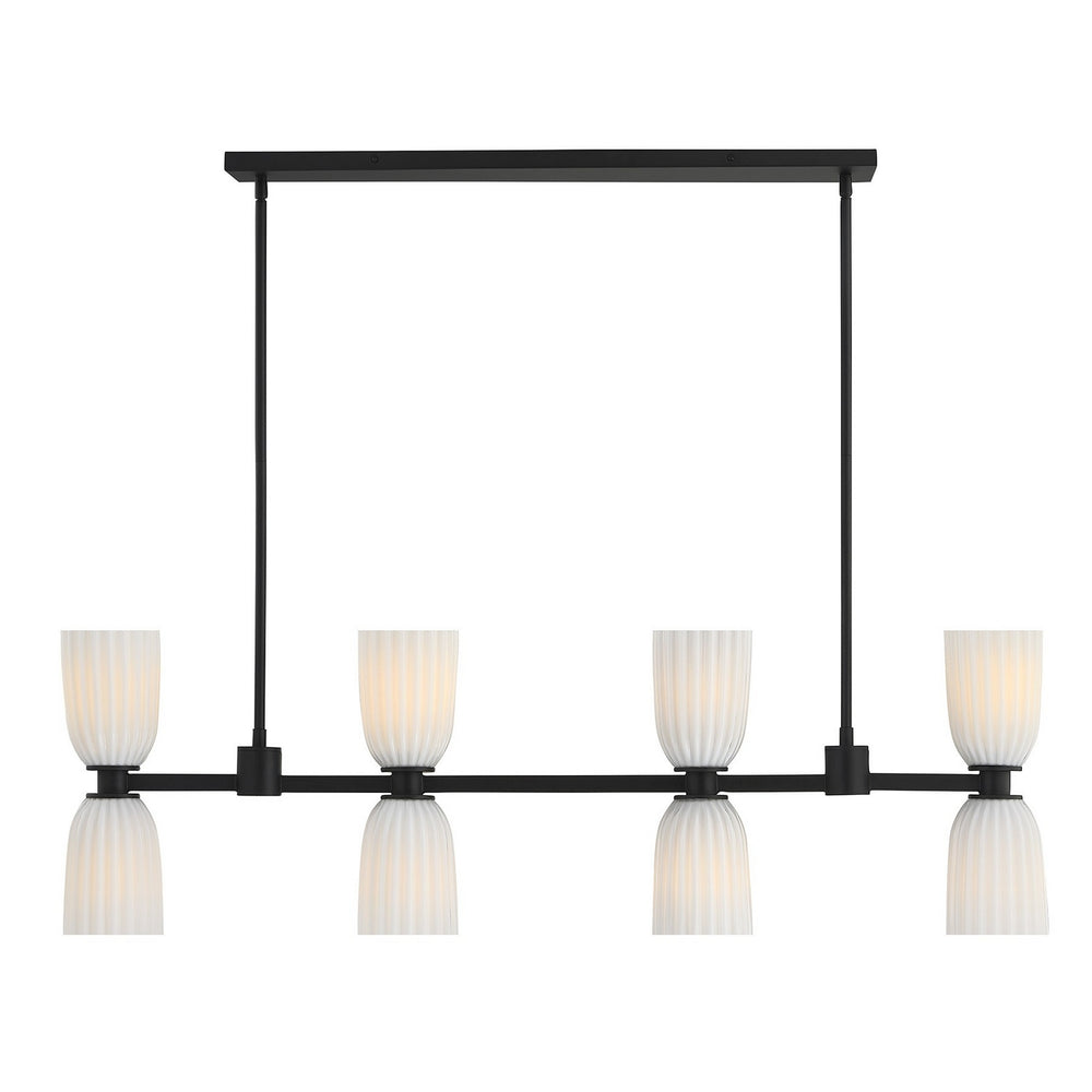 Savoy House - Eight Light Linear Chandelier - Baldwin - Matte Black- Union Lighting Luminaires Decor