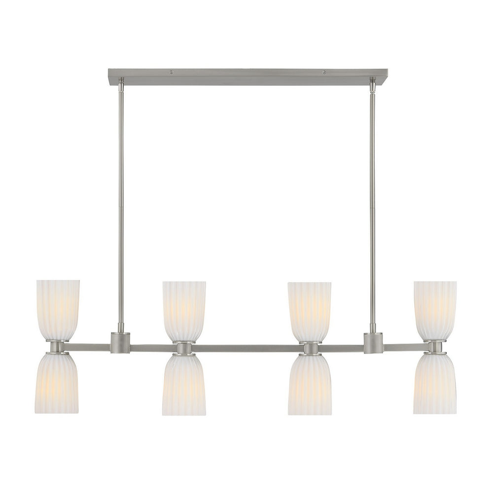 Savoy House - Eight Light Linear Chandelier - Baldwin - Satin Nickel- Union Lighting Luminaires Decor