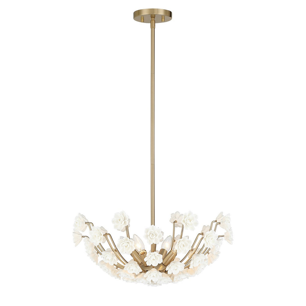 Savoy House - Four Light Chandelier - Flores - Noble Brass- Union Lighting Luminaires Decor