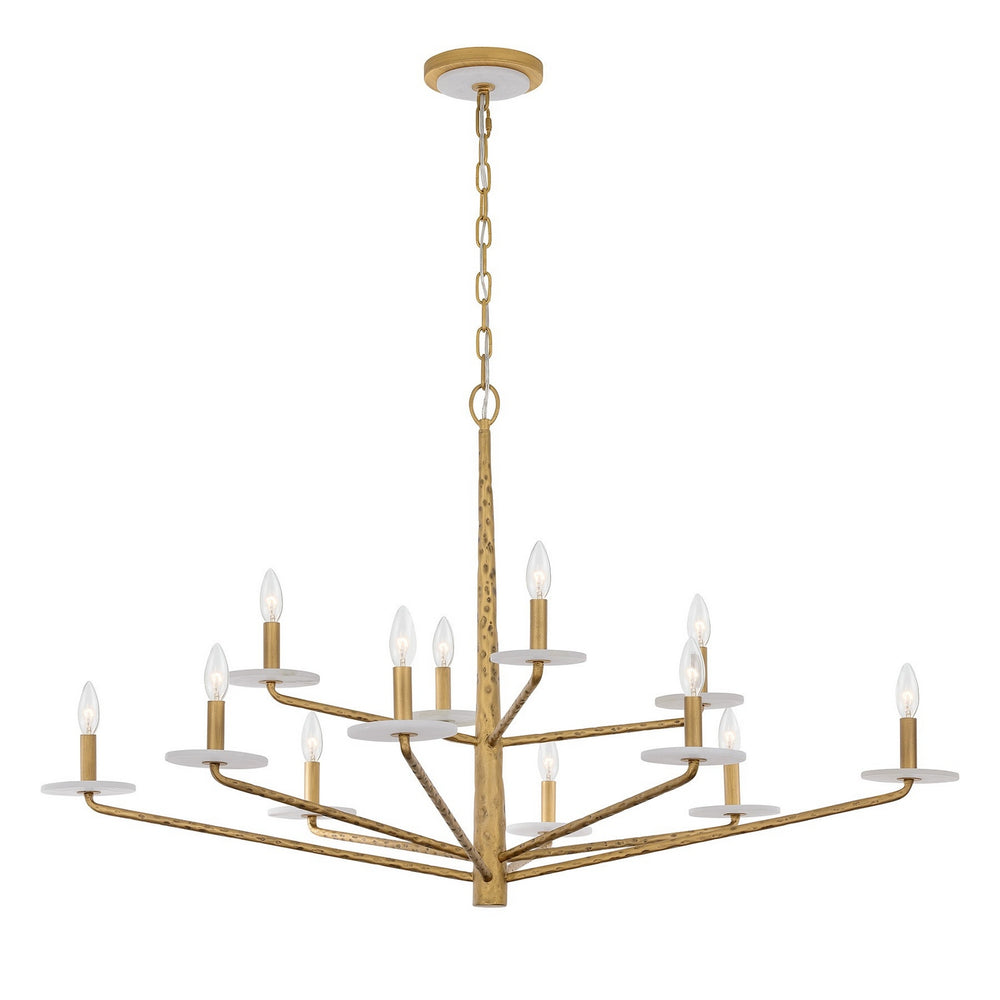 Savoy House - 12 Light Chandelier - Judi - Distressed Gold- Union Lighting Luminaires Decor