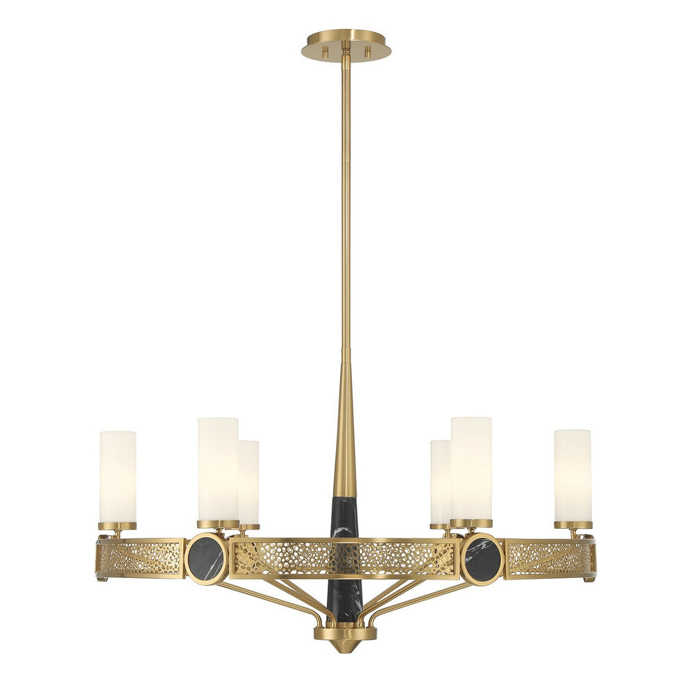 Savoy House - Six Light Chandelier - Farrell - Warm Brass- Union Lighting Luminaires Decor