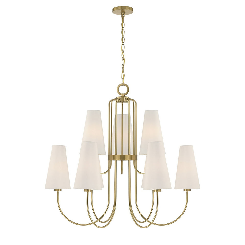 Savoy House - Nine Light Chandelier - Wilkes - Warm Brass- Union Lighting Luminaires Decor