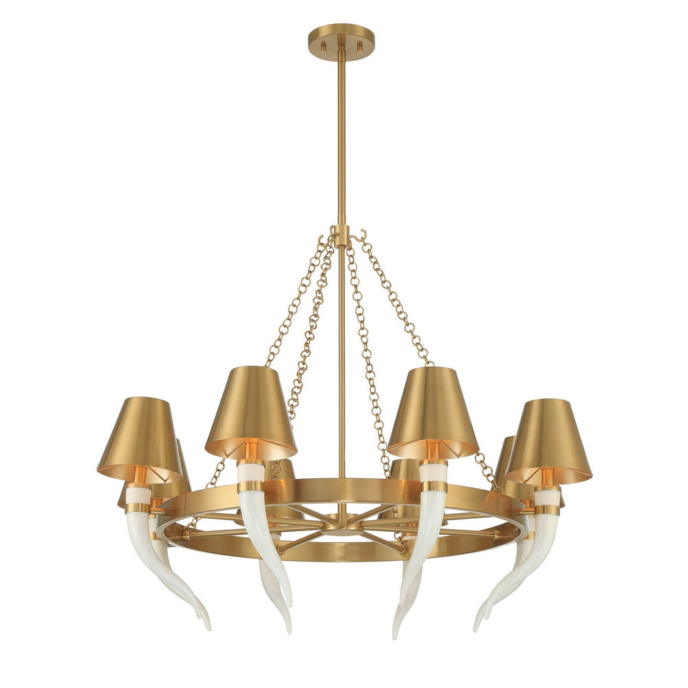 Savoy House - Eight Light Chandelier - Hearne - Warm Brass- Union Lighting Luminaires Decor