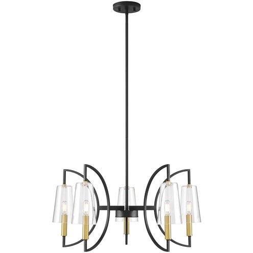 Savoy House - Five Light Chandelier - Hanley - Matte Black/Warm Brass- Union Lighting Luminaires Decor