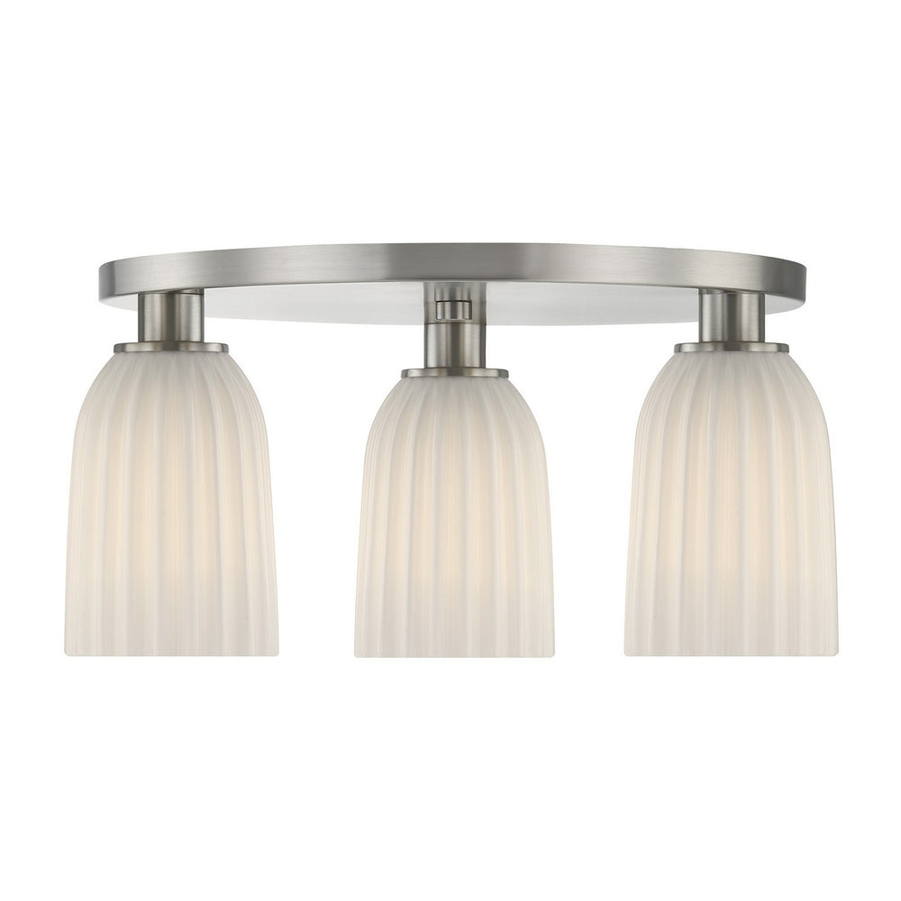 Savoy House - Three Light Flush Mount - Baldwin - Satin Nickel- Union Lighting Luminaires Decor