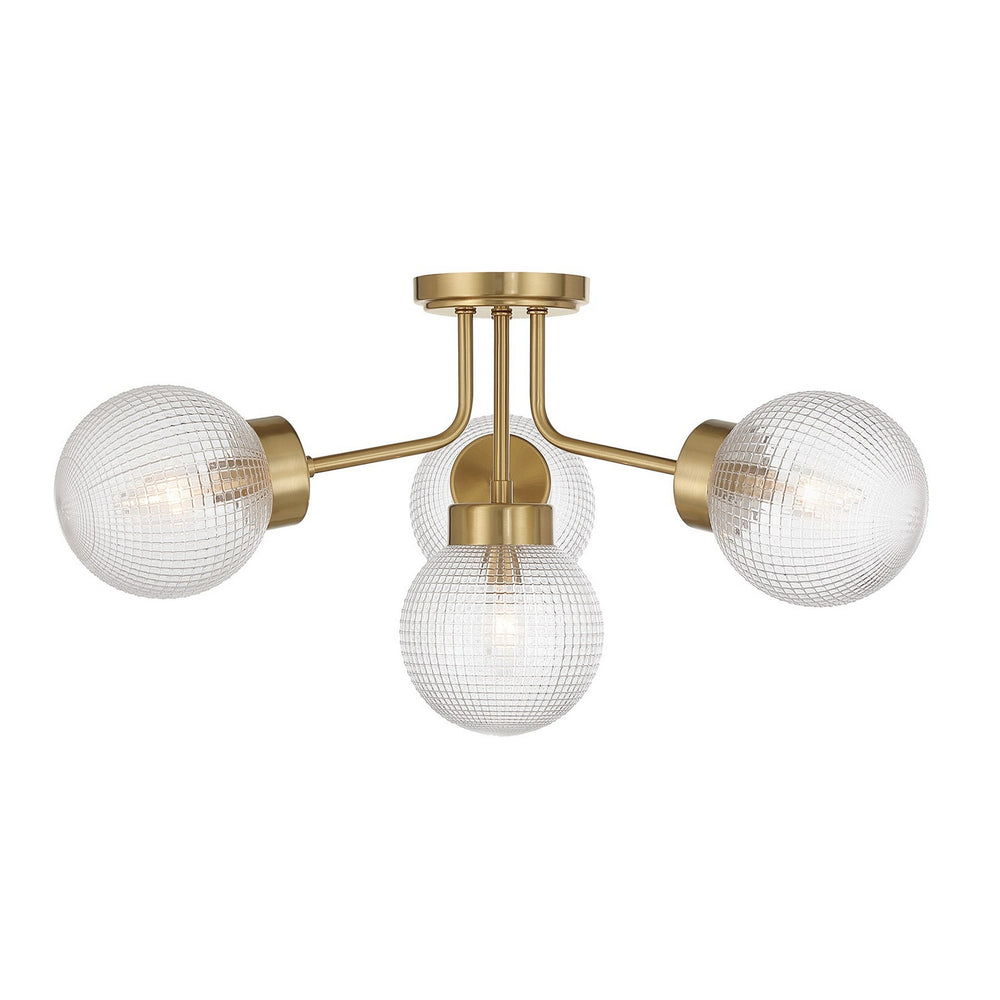 Savoy House - Four Light Semi-Flush Mount - Coral - Warm Brass- Union Lighting Luminaires Decor