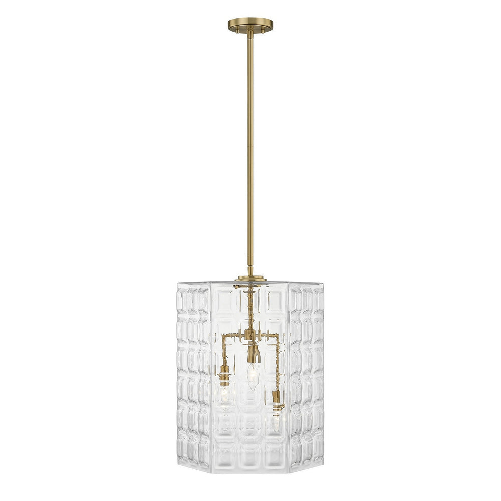 Savoy House - Three Light Pendant - Reddick - Warm Brass- Union Lighting Luminaires Decor