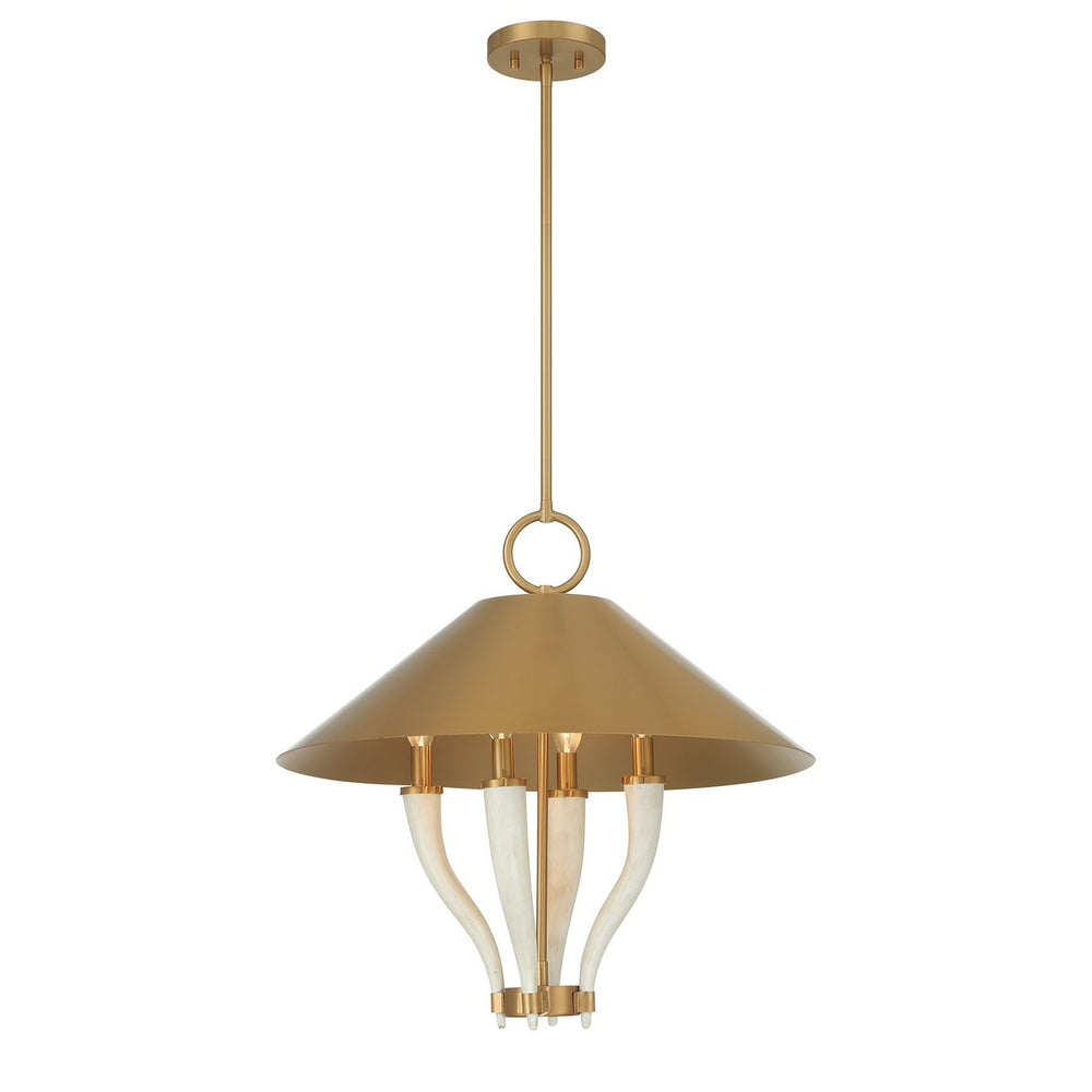 Savoy House - Four Light Pendant - Hearne - Warm Brass- Union Lighting Luminaires Decor