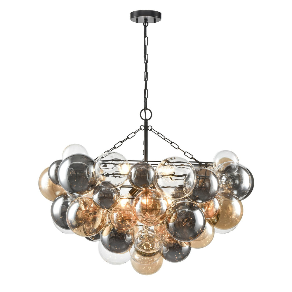 DVI Canada - Six Light Chandelier - Comet - Ebony w/Multi Colored Glass- Union Lighting Luminaires Decor
