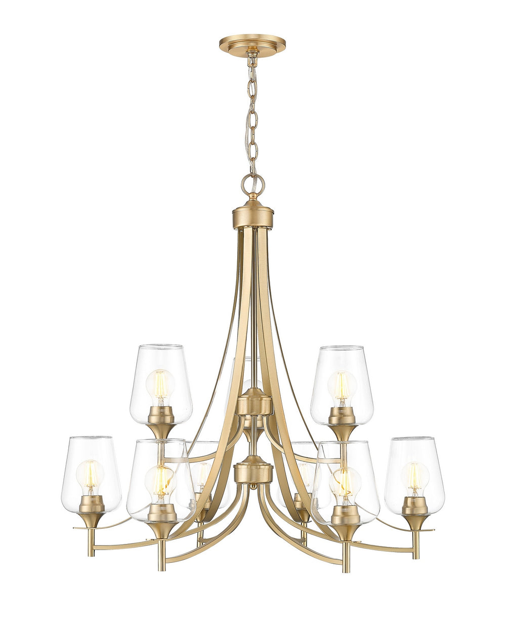 Z-Lite Canada - Nine Light Chandelier - Joliet - Burnished Brass- Union Lighting Luminaires Decor