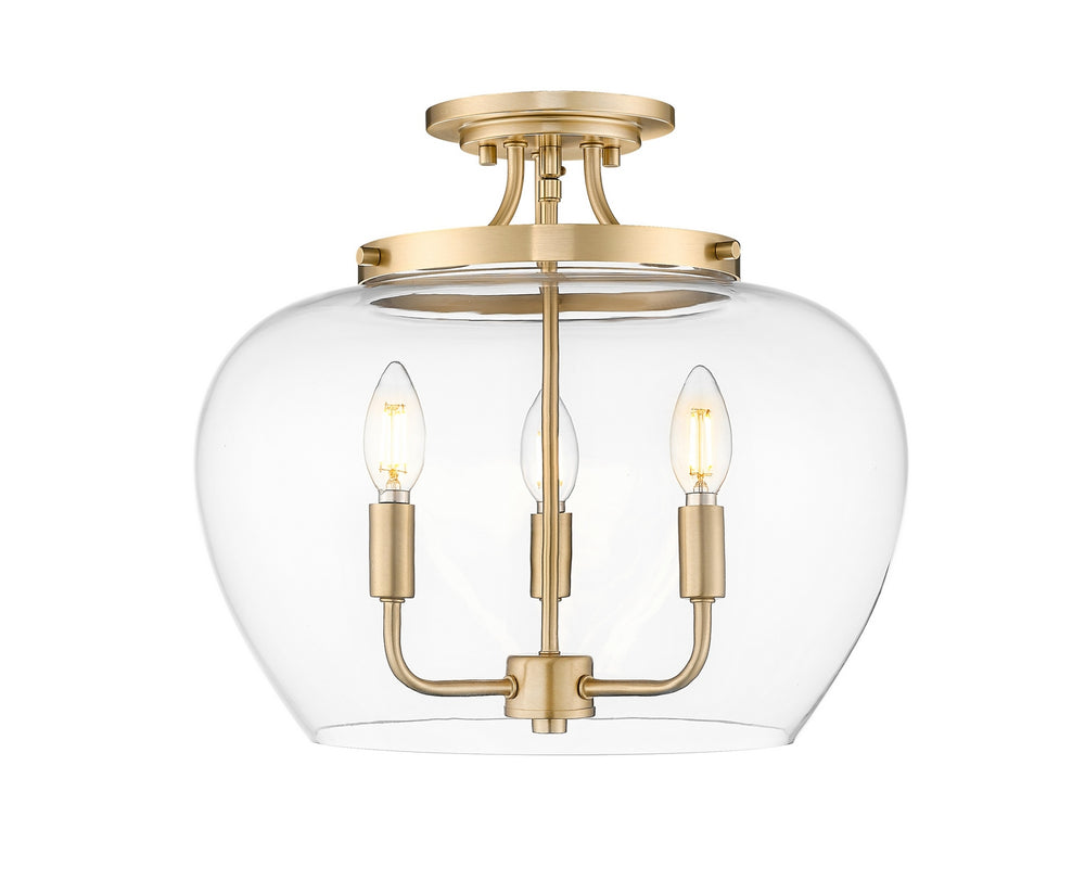 Z-Lite Canada - Three Light Semi Flush Mount - Joliet - Burnished Brass- Union Lighting Luminaires Decor