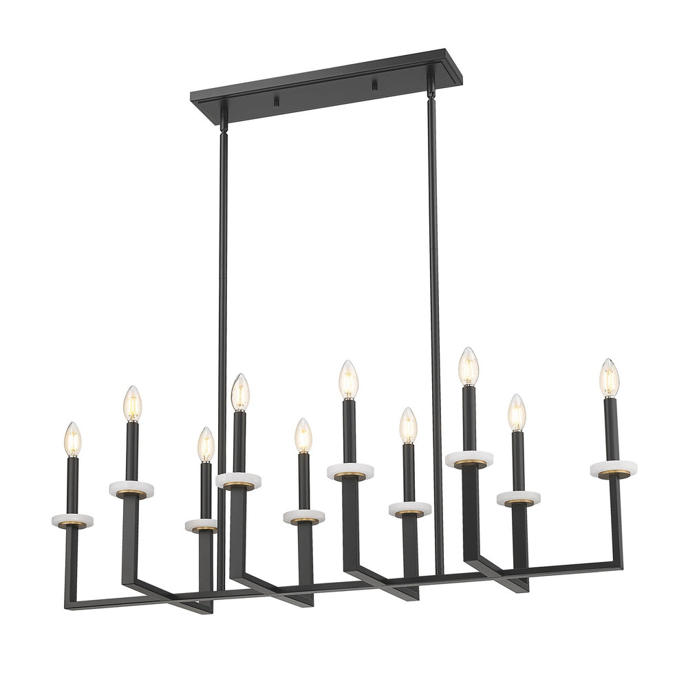 Z-Lite Canada - Ten Light Linear Chandelier - Gaultier - Matte Black + Modern Gold- Union Lighting Luminaires Decor