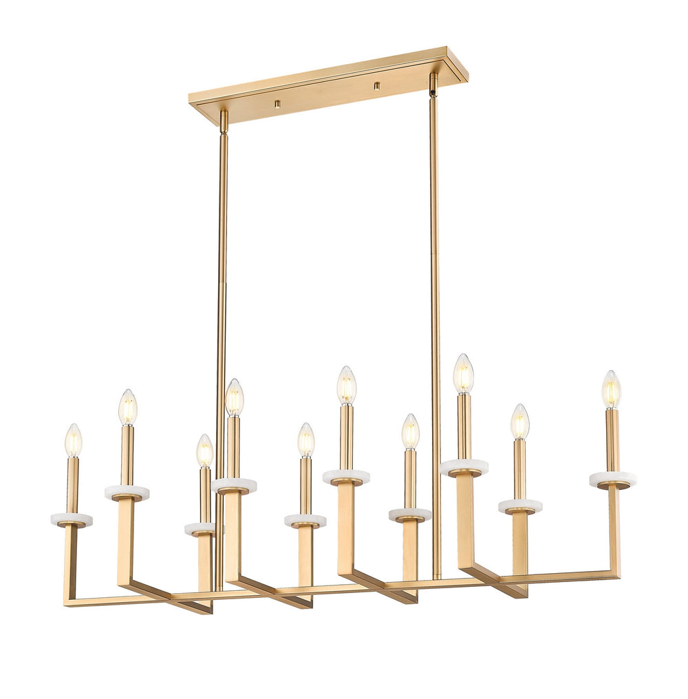 Z-Lite Canada - Ten Light Linear Chandelier - Gaultier - Modern Gold- Union Lighting Luminaires Decor