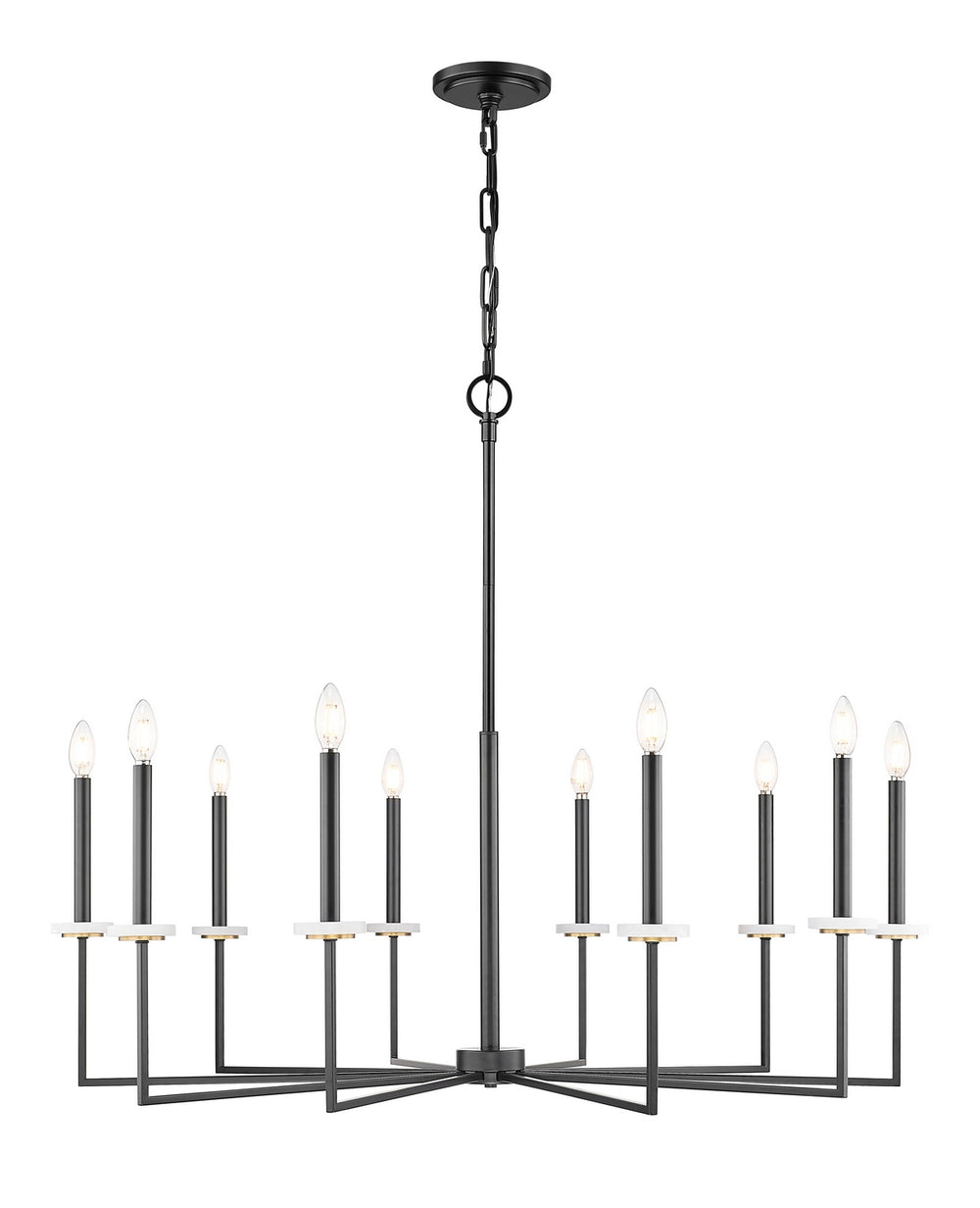 Z-Lite Canada - Ten Light Chandelier - Gaultier - Matte Black + Modern Gold- Union Lighting Luminaires Decor