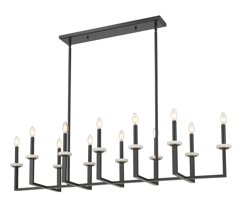 Z-Lite Canada - 12 Light Linear Chandelier - Gaultier - Matte Black + Modern Gold- Union Lighting Luminaires Decor