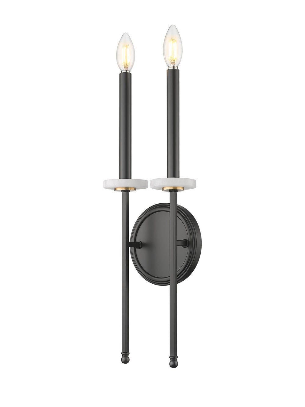 Z-Lite Canada - Two Light Wall Sconce - Gaultier - Matte Black + Modern Gold- Union Lighting Luminaires Decor