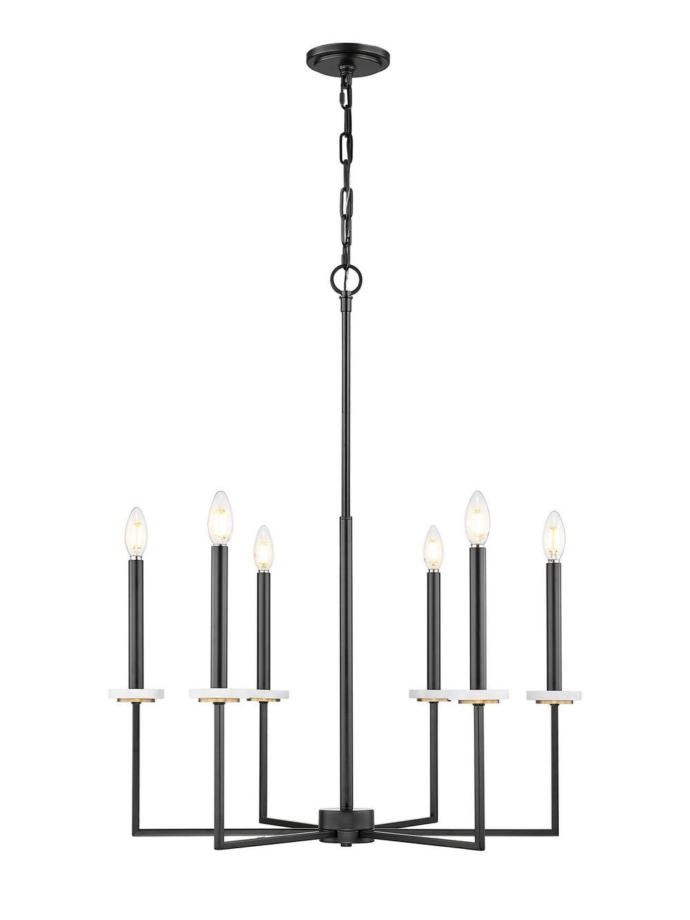 Z-Lite Canada - Six Light Chandelier - Gaultier - Matte Black + Modern Gold- Union Lighting Luminaires Decor