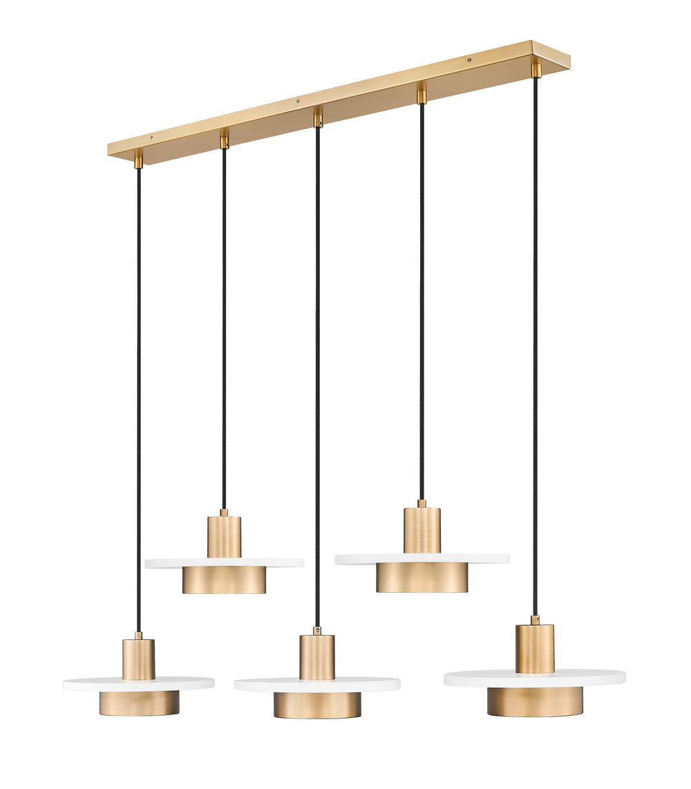 Z-Lite Canada - LED Linear Chandelier - Ludo - Matte White + Modern Gold- Union Lighting Luminaires Decor