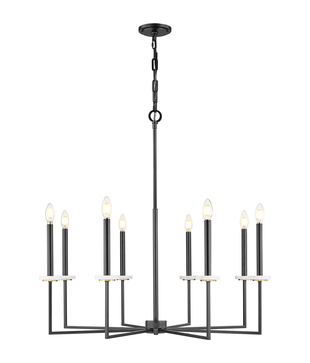 Z-Lite Canada - Eight Light Chandelier - Gaultier - Matte Black + Modern Gold- Union Lighting Luminaires Decor