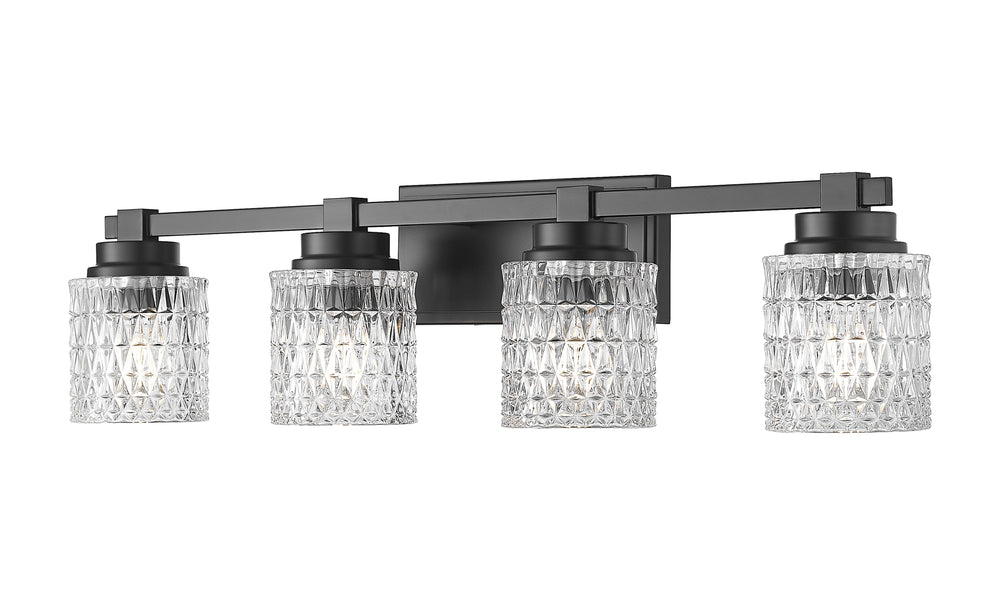 Z-Lite Canada - Four Light Vanity - Jacqueline - Matte Black- Union Lighting Luminaires Decor