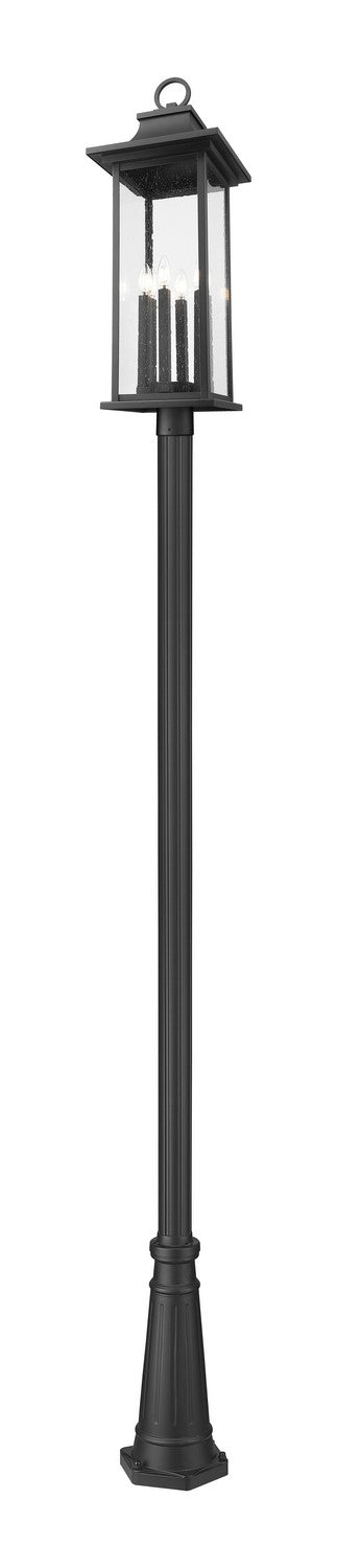 Z-Lite Canada - Six Light Outdoor Post Mount - Tiberius - Black- Union Lighting Luminaires Decor
