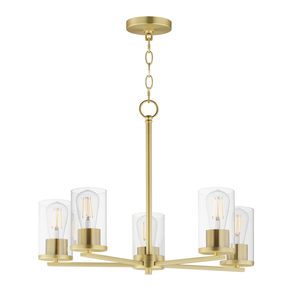Maxim - Five Light Chandelier - Lateral - Satin Brass- Union Lighting Luminaires Decor