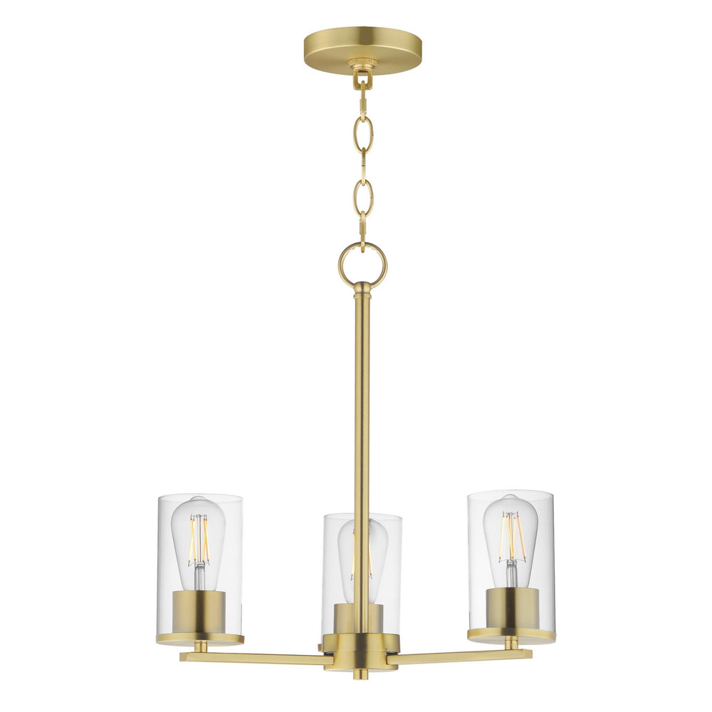 Maxim - Three Light Chandelier - Lateral - Satin Brass- Union Lighting Luminaires Decor
