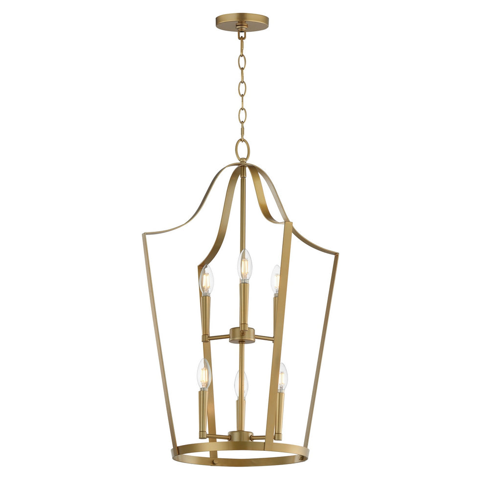 Maxim - Six Light Pendant - Arden - Natural Aged Brass- Union Lighting Luminaires Decor