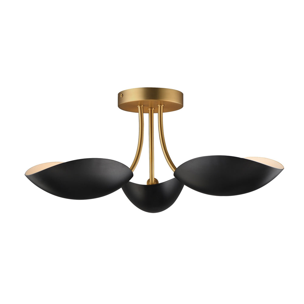 Maxim - Three Light Semi Flush Mount - Maris - Black / Natural Aged Brass- Union Lighting Luminaires Decor