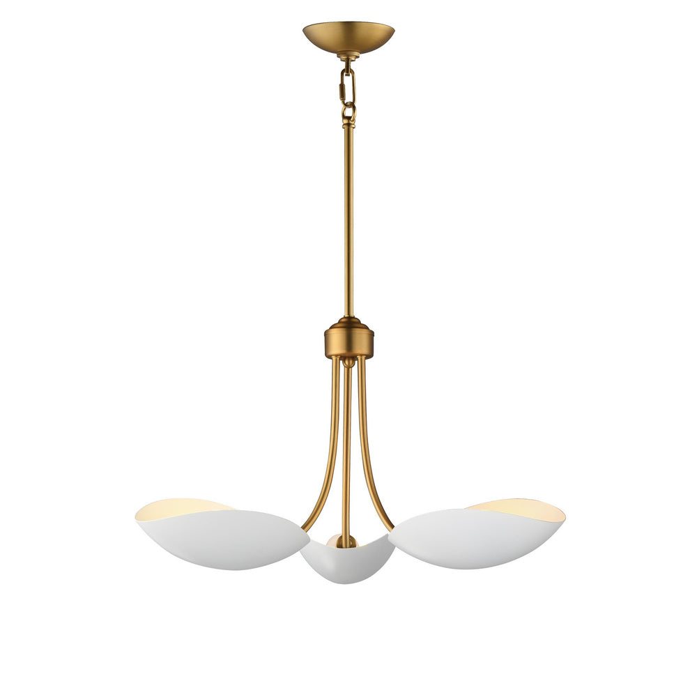 Maxim - Three Light Pendant - Maris - White/Natural Aged Brass- Union Lighting Luminaires Decor