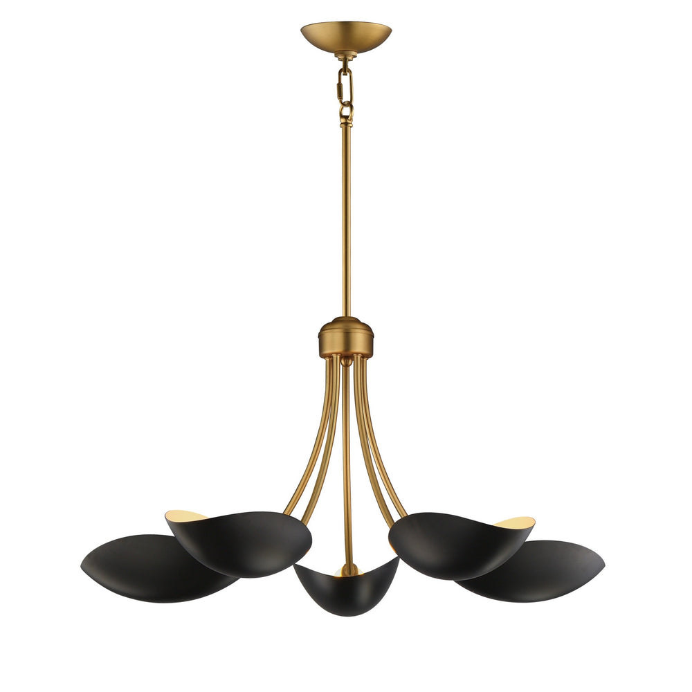 Maxim - Five Light Chandelier - Maris - Black / Natural Aged Brass- Union Lighting Luminaires Decor