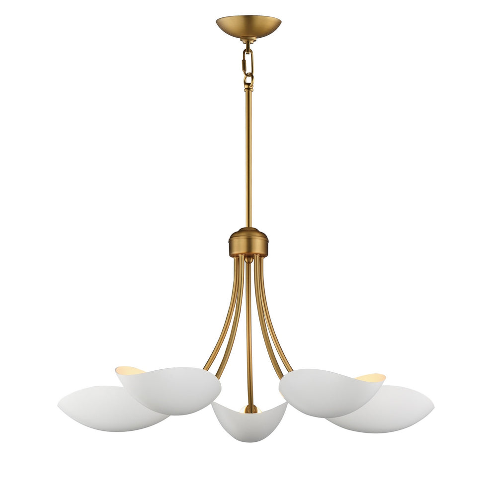 Maxim - Five Light Chandelier - Maris - White/Natural Aged Brass- Union Lighting Luminaires Decor