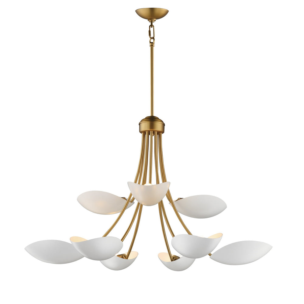 Maxim - Nine Light Chandelier - Maris - White/Natural Aged Brass- Union Lighting Luminaires Decor