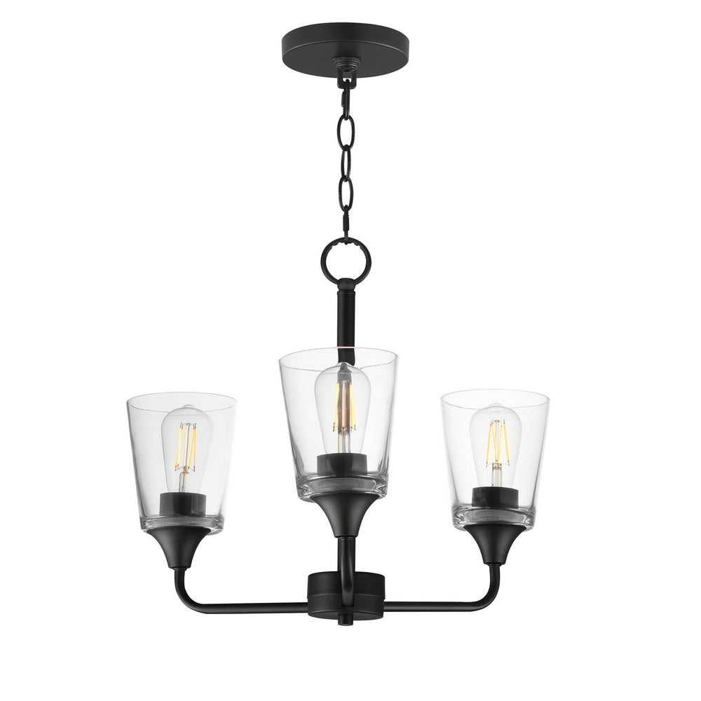 Maxim - Three Light Chandelier - Hudson - Black- Union Lighting Luminaires Decor