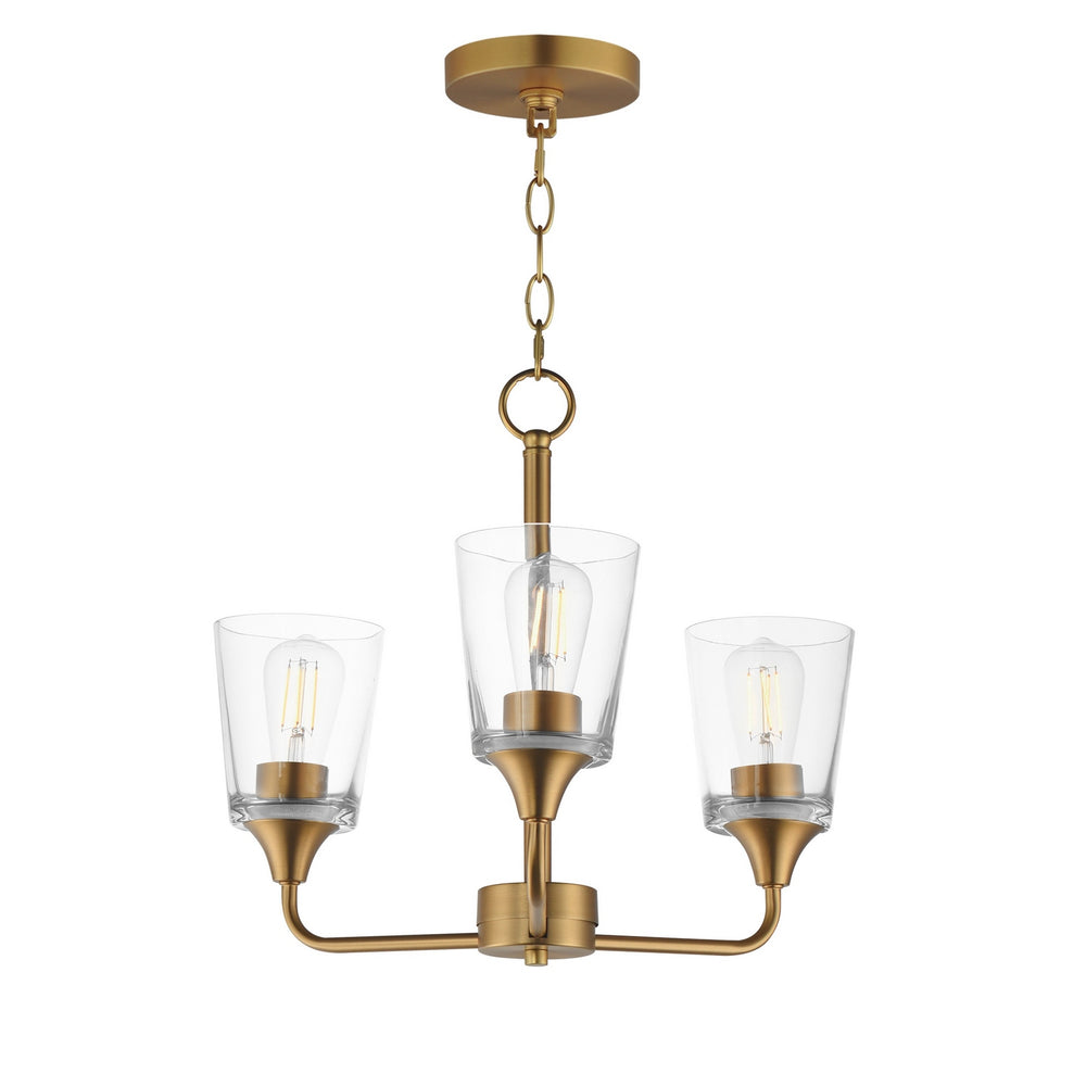 Maxim - Three Light Chandelier - Hudson - Natural Aged Brass- Union Lighting Luminaires Decor