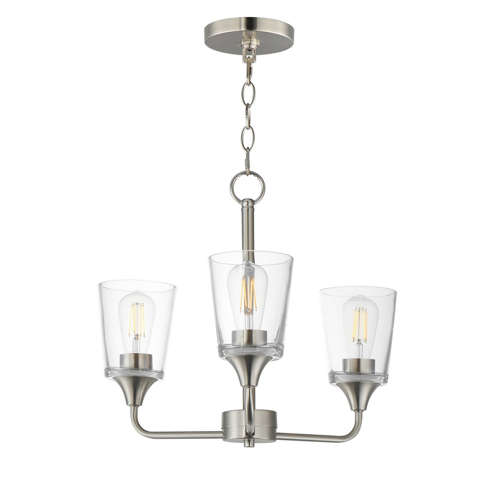 Maxim - Three Light Chandelier - Hudson - Satin Nickel- Union Lighting Luminaires Decor