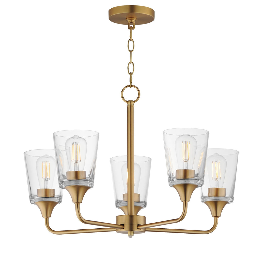 Maxim - Five Light Chandelier - Hudson - Natural Aged Brass- Union Lighting Luminaires Decor