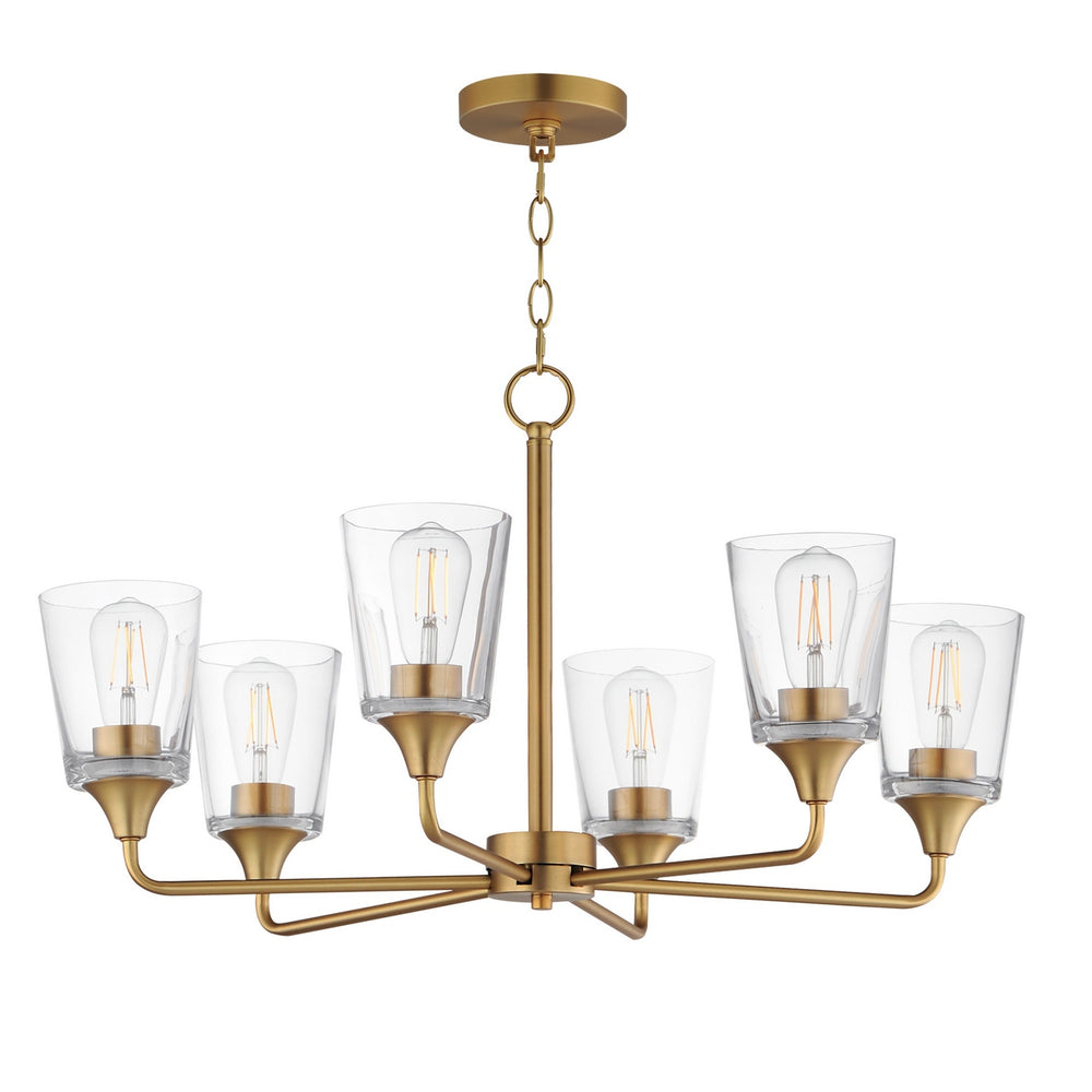 Maxim - Six Light Chandelier - Hudson - Natural Aged Brass- Union Lighting Luminaires Decor