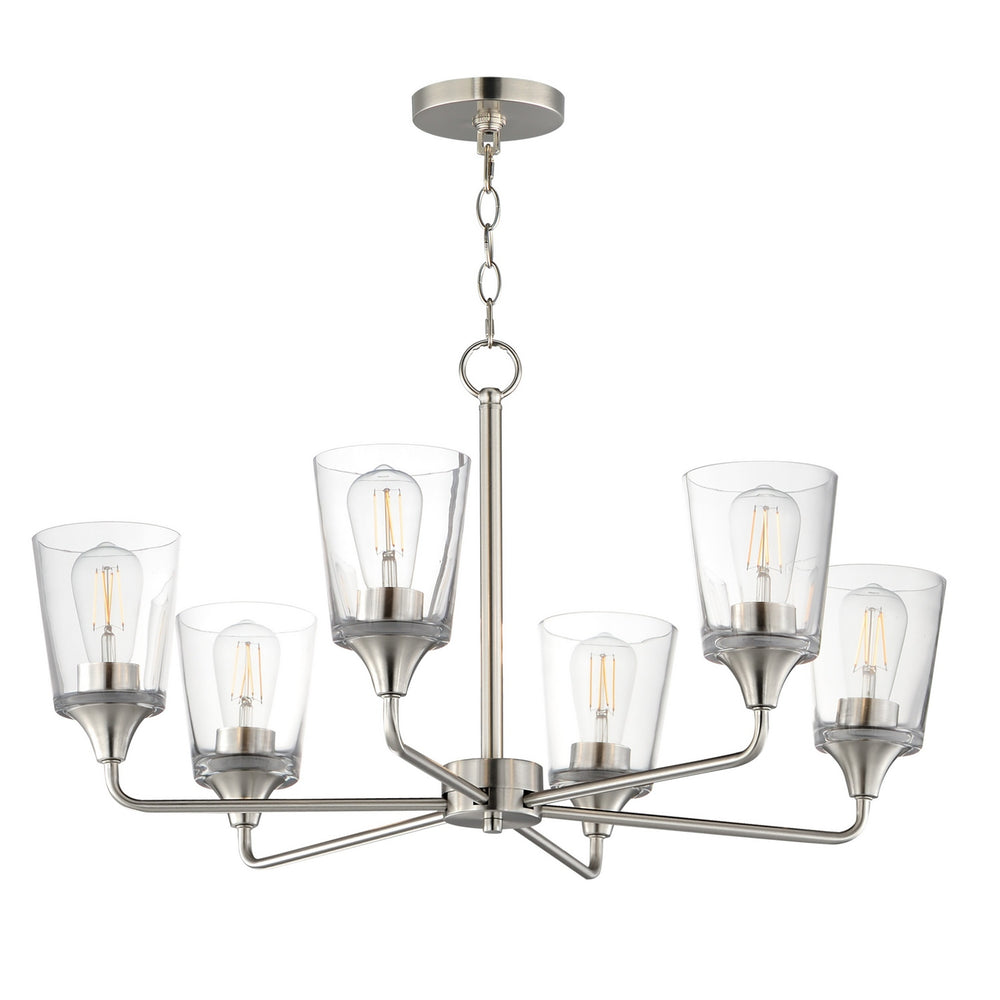 Maxim - Six Light Chandelier - Hudson - Satin Nickel- Union Lighting Luminaires Decor