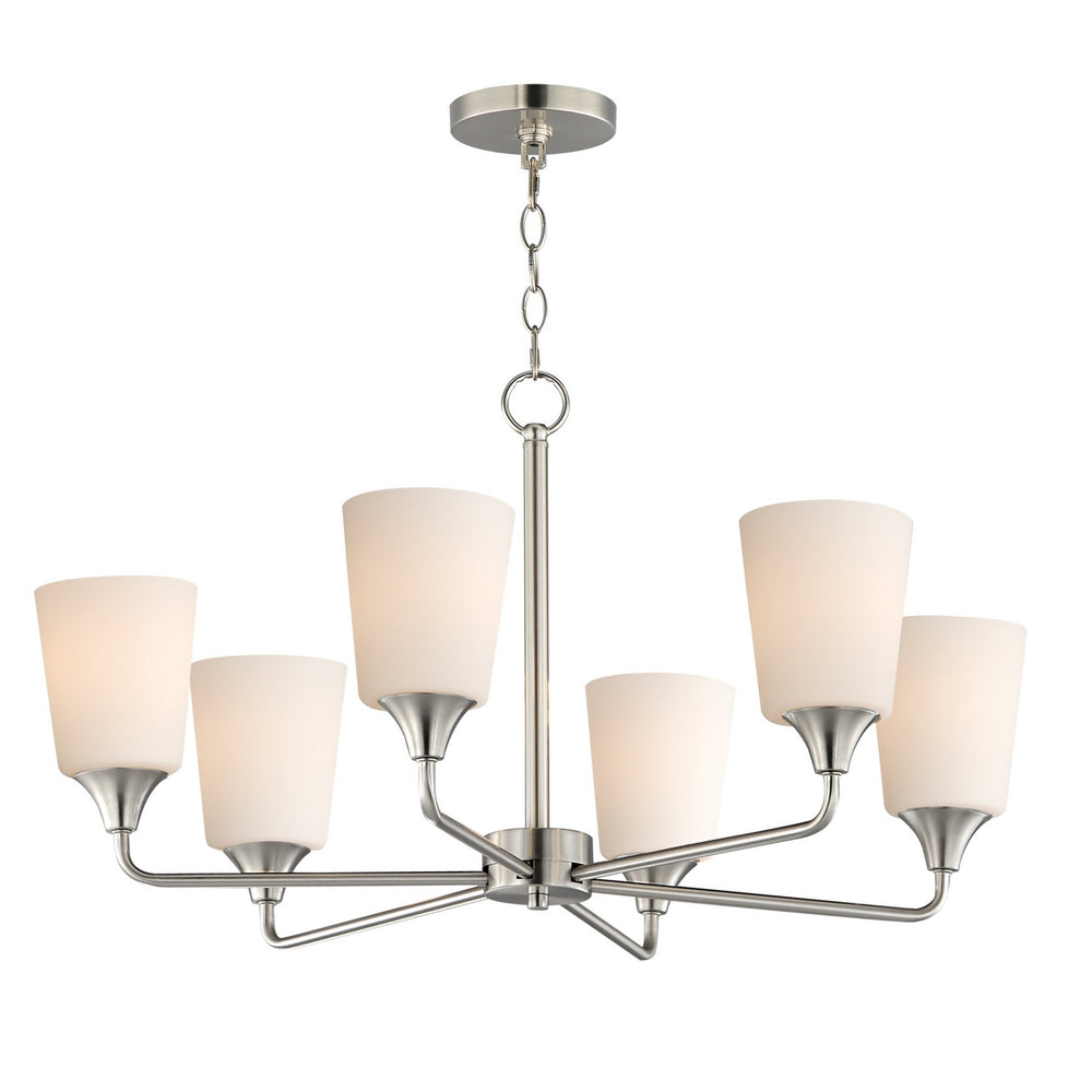 Maxim - Six Light Chandelier - Hudson - Satin Nickel- Union Lighting Luminaires Decor